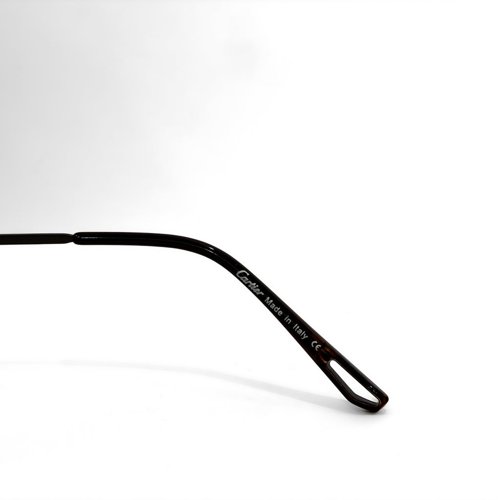Cartier Rectangular Sunglasses with Brown Lenses | Dark Metal Frame | Made in Italy