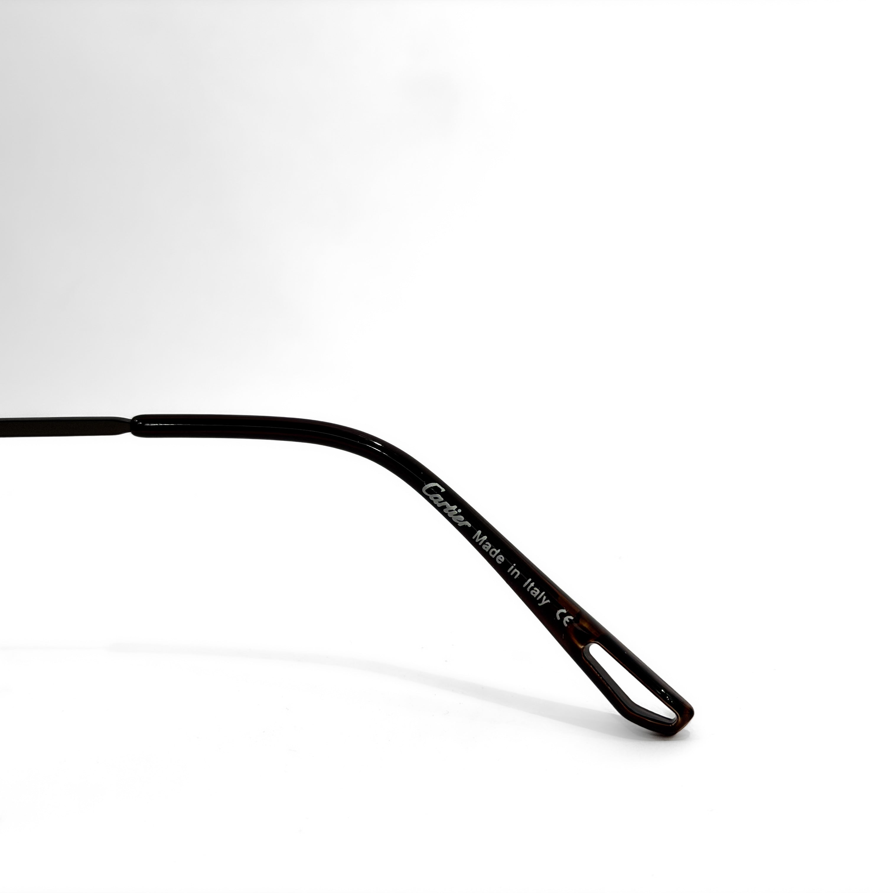 Cartier Rectangular Sunglasses with Brown Lenses | Dark Metal Frame | Made in Italy