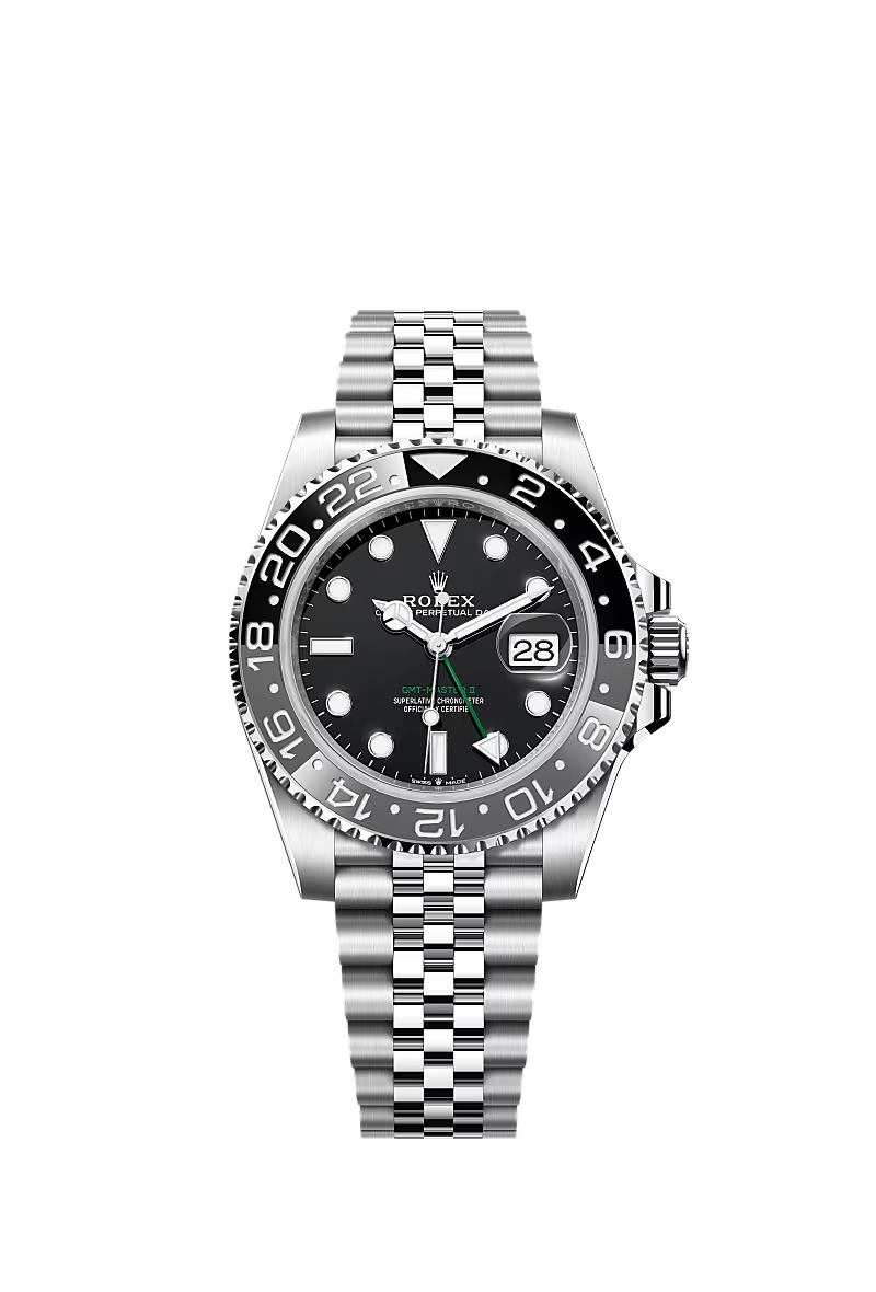 Luxury GMT Style Black Green Bezel Quartz Watch – Stainless Steel Men’s Wrist Watch